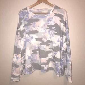 Como Blu Women's Plus Size 1X Athlesiure Baby Terry Pullover